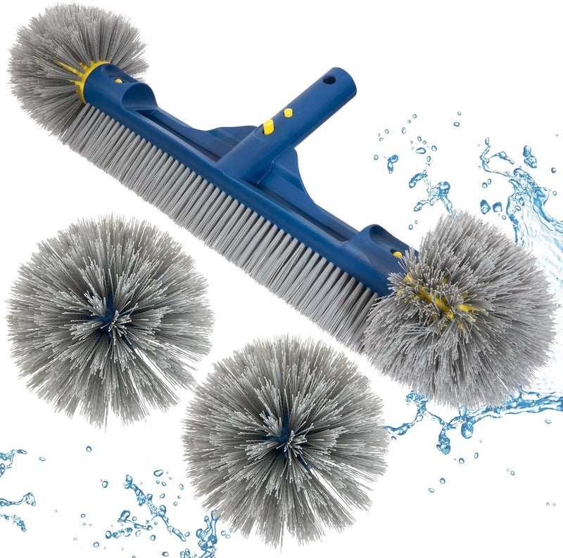 POOLAZA 18’’ & 20’’ Pool Brushes with Round Ends, Detachable Pool Brushes for Cleaning Pool Walls & Tiles, 2 in 1 Pool Brush Head for Inground Pools/Above Ground Pools,High-Efficient Pool Scrub Brush - Image 1